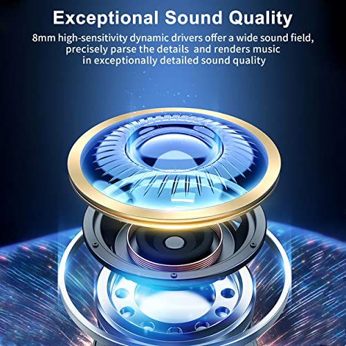 Lanteso Wireless Earbuds, Bluetooth Earbuds 50H Playtime Deep Bass Loud Sound Earphones with 4 Microphones Clear Call Light-Weight Waterproof in-Ear Headphones