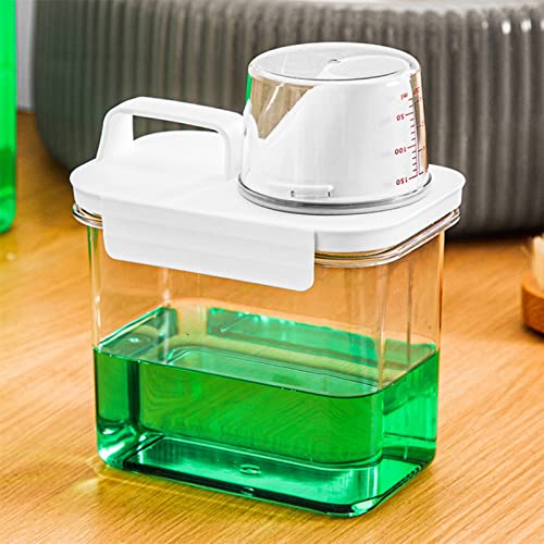 Generic Airtight Laundry Detergent Dispenser with Measuring Cup, Clear Laundry Powder Detergent Storage Box, Washing Powder Container Storage Bucket Plastic Detergent Box Laundry Room Organization,1100ML