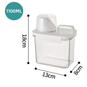 Generic Airtight Laundry Detergent Dispenser with Measuring Cup, Clear Laundry Powder Detergent Storage Box, Washing Powder Container Storage Bucket Plastic Detergent Box Laundry Room Organization,1100ML