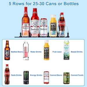 Drink Organizer For Fridge, Automatic Pusher Glide Refrigerator Drink Organizer Width Adjustable Beverage Soda Can Dispenser For 20cans Of 11.15/12/ 16/16.9oz For Pantry Kitchen