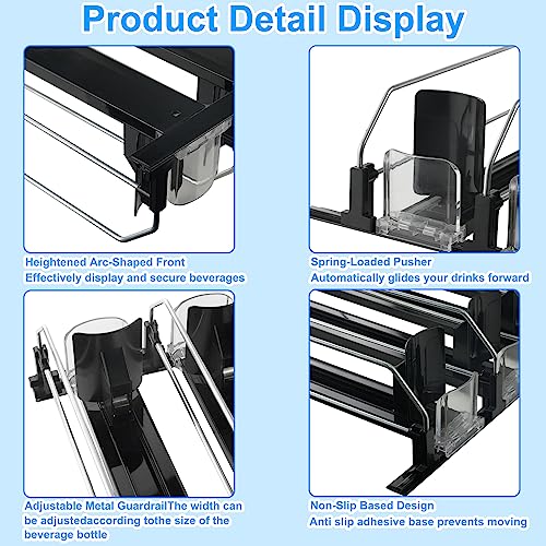 Drink Organizer For Fridge, Automatic Pusher Glide Refrigerator Drink Organizer Width Adjustable Beverage Soda Can Dispenser For 20cans Of 11.15/12/ 16/16.9oz For Pantry Kitchen