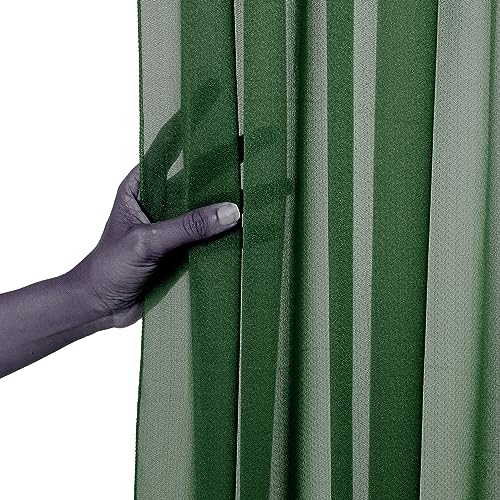 MDS -2 Panels 5ft x 10ft Wrinkle-Free Chiffon Backdrop Curtains Drapes, Sheer Chiffon Fabric Photography Drapes for Wedding Photo Backdrop Ceremony Arch Party Stage Decoration - Hunter Green