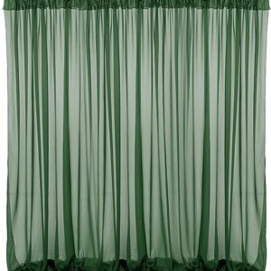 MDS -2 Panels 5ft x 10ft Wrinkle-Free Chiffon Backdrop Curtains Drapes, Sheer Chiffon Fabric Photography Drapes for Wedding Photo Backdrop Ceremony Arch Party Stage Decoration - Hunter Green