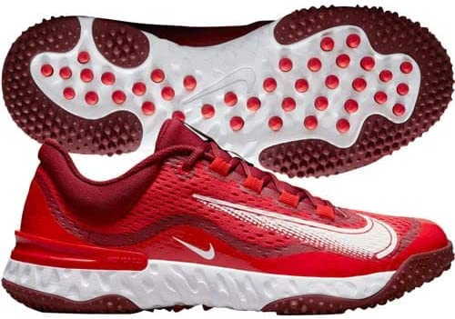 Nike Alpha Huarache Elite 4 Turf Men's Baseball Shoes, Size 12, Red/White