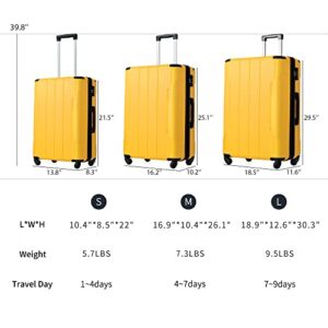 Merax Luggage 2 Piece Set Suitcases With Wheels Expandable Lightweight, TSA Lock, Hardside Spinner Luggage Sets, 20 28 inch Yellow