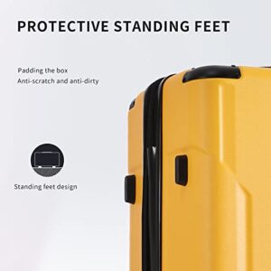 Merax Luggage 2 Piece Set Suitcases With Wheels Expandable Lightweight, TSA Lock, Hardside Spinner Luggage Sets, 20 28 inch Yellow