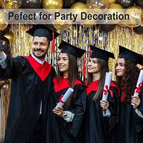 EUFARS Black and Gold Party Decorations - 4Pack 3.2x8.2ft Foil Fringe Curtains for Birthday Graduation Masquerade Gatsby Themed Party Decorations