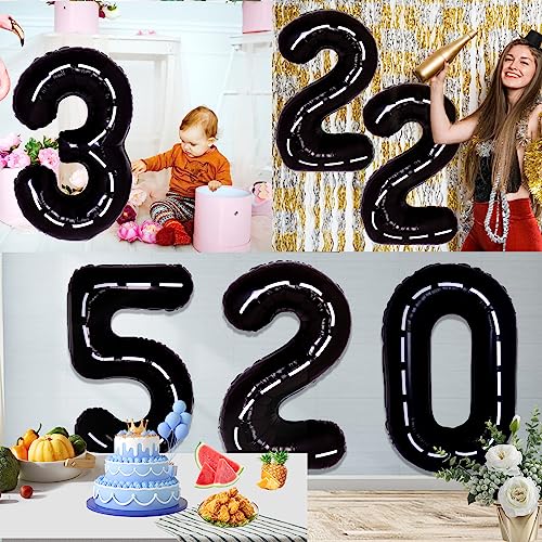 40 Inch Giant Race Car Number 5 Balloon, Helium Mylar Foil Number Balloons for Birthday Party, 5th Birthday Decorations for Kids, Anniversary Racing Car Party Decorations Supplies (Race Car Number 5)