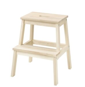 fixpix wooden utility step stool for adults kids, solid wood bed step stool, kitchen, bathroom, bedroom (beige) (fixpix_stepstool)