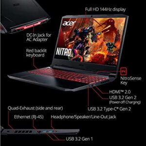 acer Nitro 5 AN515 15.6" FHD 144Hz IPS Premium Gaming Laptop, Intel Quad-Core i5-10300H, 16GB RAM, 512GB PCIe SSD, NVIDIA GeForce RTX 3050 4GB, Backlit Keyboard, Windows 10 Pro + HDMI Cable, Black