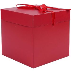 elephant-package medium gift box with lids, ribbon and paper filler, for birthdays, christmas, valentine's day， present packing - collapsible, 8.7", 1 pack, red