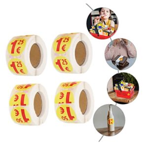 Cabilock 4 Rolls Price Tag Sticker Adhesive Stickers Digital Sign Red Tags Supermarket Stickers Self Adhesive Label Stickers Marker Stickers Advertisement Tags Commodity Price Mark Film