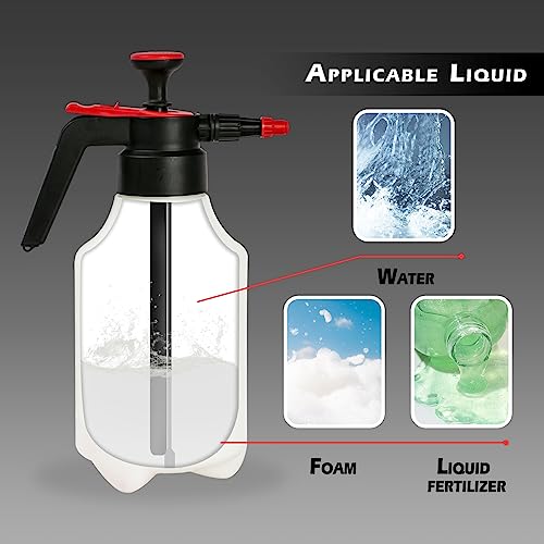 Foam Sprayer Hand Sprayer Pump Sprayer Pressure Spray Bottle,0.5Gal/2L,Spray Foam+Watering can,Dual Interface Free Conversion,Suit for Car Washing,Garden Watering,Home Cleaning,Spraying Weeds