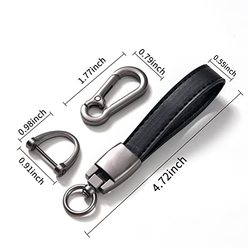 SunteeLong Genuine Leather Car Keychain Set Mercedes-Benz for A-Class C-Class CLA CLS AMG GLC GLE GLS Men's and Women's Family Present Keychain Keyring Lanyard Accessory (Black)