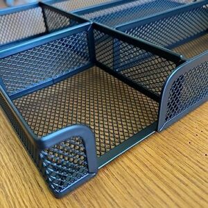 ROSROSE Desk Drawer Organizer Tray, Metal Mesh Drawer Organizer Office w/6 Compartment, Multi-use Desk Organizer Tray Storage for Home Office School Supply, Desktop, 12.6 x 8.7 x1.8in, Black-2 Pack