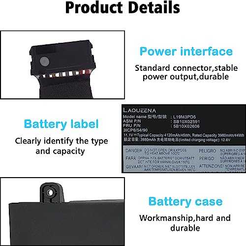 LAQUEENA L19M3PD5 Laptop Battery Compatible with Lenovo Thinkpad E14 Gen 2 20T6 20TA/ E14 Gen 3 20Y7 20YD 20YE/ E15 Gen 2 20T8 20TD Series L19C3PD5 SB10X02597 5B10X02600 SB10X02591 L19D3PD5 L19L3PD5