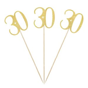 gold glitter 30th birthday centerpiece sticks, 12-pack number 30 table topper anniversary party decorations