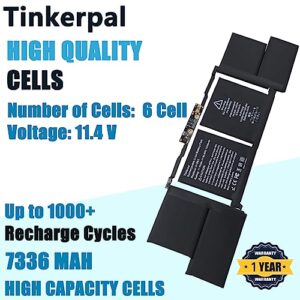 Tinkerpal A1953 Laptop Battery Compatible with MacBook Pro 15 Inch A1990 (Mid 2018 2019) EMC 3215 3359 11.4V 83.6WH 6 Cell