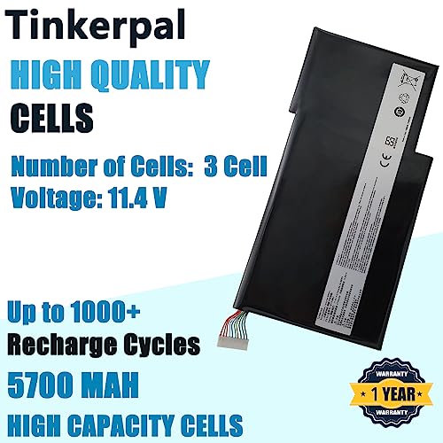 Tinkerpal BTY-M6J Laptop Battery Compatible with MSI GS63 7RE-009CN 018CN GS63VR 6RF-016CN 095CN 7RF-239CN 7RE-004CN GS73VR 258CN GS73 6RF-013CN 7RF-284CN Series BTY-U6J 64.98WH 11.4V