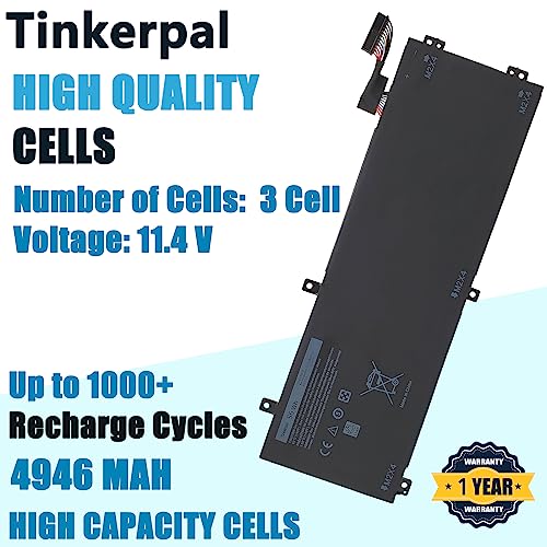 Tinkerpal H5H20 Laptop Battery Compatible with Dell XPS 15 9560 Precision 5520 Series Notebook 62MJV M7R96 05041C 5D91C 11.4V 56WH