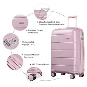 Joyway Luggage Sets Suitcase Set 3 Piece Luggage Set Carry On Luggage Hardside PP Durable Luggage with TSA Lock Spinner Wheels(Pink, 11 piece set)…