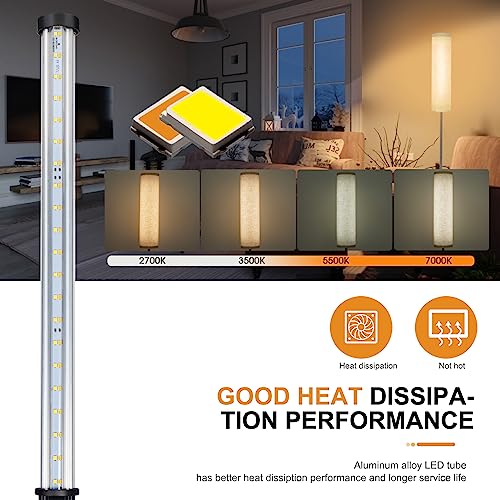 cozywarm LED Floor Lamp with Linen Shade and Remote Control,Stepless Dimming & Adjustable Color Temperature Modern Tall Lamps,Eye-Caring Standing Lamp with 1H Timer for Living Room Bedroom Office