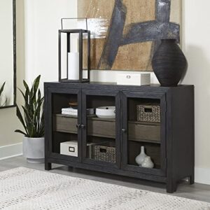 black/gray accent cabinet 60" w x 16" d 36" h black grey modern contemporary mdf wood finish doors drawers