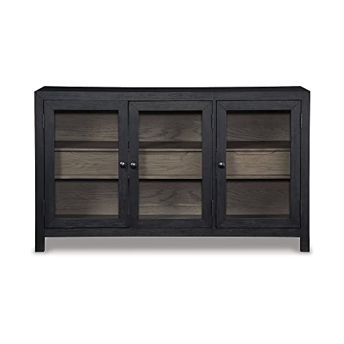 Black/Gray Accent Cabinet 60" w X 16" d 36" h Black Grey Modern Contemporary MDF Wood Finish Doors Drawers