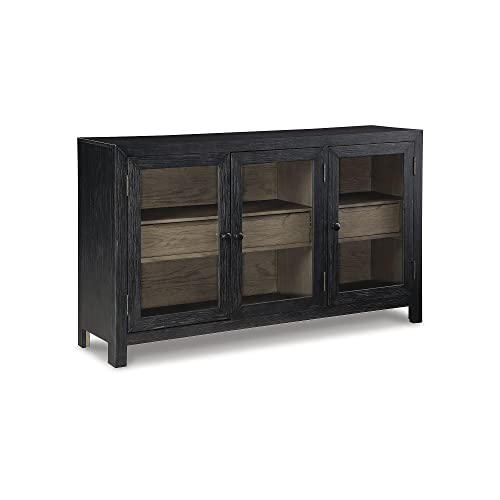 Black/Gray Accent Cabinet 60" w X 16" d 36" h Black Grey Modern Contemporary MDF Wood Finish Doors Drawers