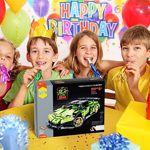 Remote & APP Controlled Robot/Car STEM Building Kit for Kids, 2in1 STEM Building Toys, 461 Pcs Educational Building Blocks for Kids Science Learning, Remote Control Car Toy Set for Boys Girls (Green)