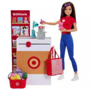 Barbie Doll Skipper & Playset, Target Supermarket with 25 Grocery Store-Themed Accessories Including Food, Check-Out Counter & Shelves