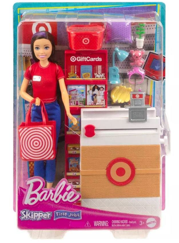 Barbie Doll Skipper & Playset, Target Supermarket with 25 Grocery Store-Themed Accessories Including Food, Check-Out Counter & Shelves