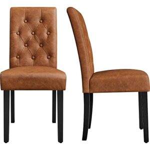 yaheetech dining chairs high back dining room chairs parsons chair kitchen chairs set of 2 dining chairs side chairs for home kitchen living room, retro brown