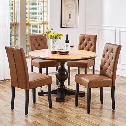 Yaheetech Dining Chairs High Back Dining Room Chairs Parsons Chair Kitchen Chairs Set of 2 Dining Chairs Side Chairs for Home Kitchen Living Room, Retro Brown