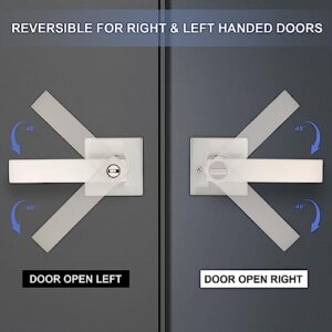 RAZCC Door Lever, Heavy Duty Interior Door Handles for Bathroom & Bedroom Privacy Door Lock Handles Keyless Door Knobs in Satin Nickel for Right & Left Sided Doors, 1 Pack