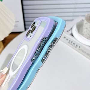 Yeddabox Compatible for iPhone 14 Pro Max Case with Magsafe, Wave Magnetic Phone Case Cute Water Ripple Candy Colors Frame Shockproof for iPhone 14 Pro Max Phone Case for Women 6.7 Inch - Pink