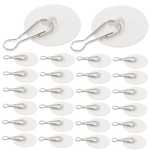 Cabilock 50 Sets Ceiling Hook Outdoor Hooks for Hanging Wall Mounted Hooks Heavy Duty Clothes Hanger Ceiling Hanging Hooks Sticky Hooks Clear Hooks Self Adhesive White Disc Poster Pole