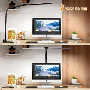 StarMoitic LED Desk Lamp for Home Office - Dual Swing Arm Eye-Caring Architect Task Lamp, 24W Adjustable Flexible Gooseneck Clamp Light, Infinitely Dimmable Modern Desk Lamp for Work/Study