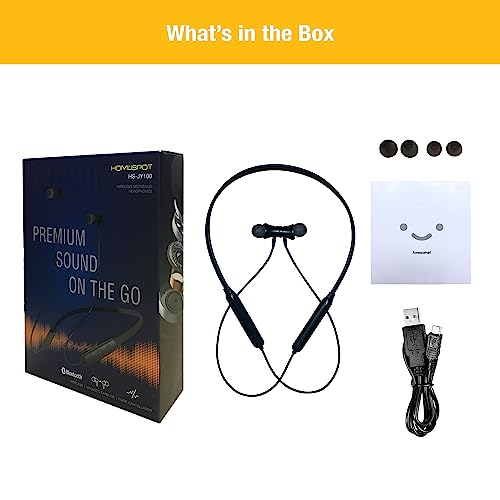 HomeSpot Neckband Wireless Earbuds [2023 Version] aptX Low Latency Bluetooth 5.1 Headphones Qualcomm® CVC™ for Gym, Running, Gaming & Meeting Compatible with iPhone, Samsung Galaxy, Google