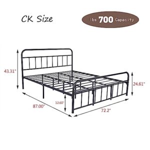 alazyhome California King Bed Frame Metal Platform with Vintage Headboard and Footboard Easy Assembly No Box Spring Needed Steel Slat Support Black