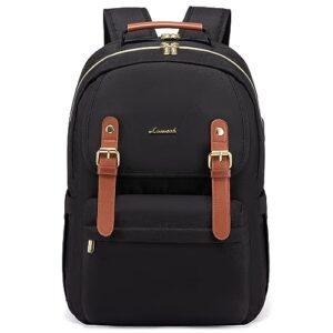 lovevook laptop backpack for women college casual daypacks stylish travel backpack teacher nurse shoulder purse bag fits up to 15.6inch laptop (black-brown)