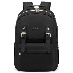 lovevook laptop backpack for women college casual daypacks stylish travel backpack teacher nurse shoulder purse bag fits up to 15.6inch laptop (black)