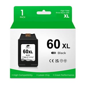 coloretto 60xl (1 black) remanufactured printer ink cartridge replacement for hp 60xl 60 xl to use with envy 110 120 111 114 photosmart c4780 c4680 c4795 c4640 deskjet f4480 f4440 f2430 f4280