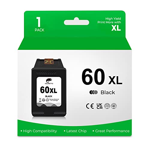 COLORETTO 60XL (1 Black) Remanufactured Printer Ink Cartridge Replacement for HP 60XL 60 XL to use with Envy 110 120 111 114 PhotoSmart C4780 C4680 C4795 C4640 Deskjet F4480 F4440 F2430 F4280