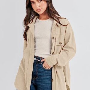 ANRABESS Oversized Jackets for Women Casual Button Down Shirts Corduroy Shacket 2023 Fall Fleece Cardigan Blouse Trendy Coat with Pockets 1027xingse-L