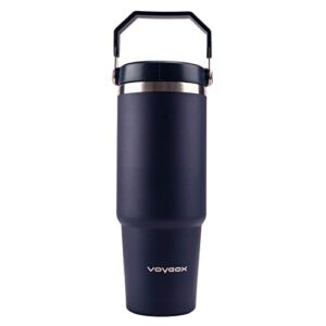 sleek and practical insulated stainless steel water bottle iced coffee cup for home or office - a thoughtful and functional gift idea - navy blue