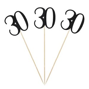 black glitter 30th birthday centerpiece sticks, 12-pack number 30 table topper anniversary party decorations