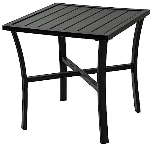 ZOTORUN Outdoor Steel Side Table End Table for Patio, Backyard, Pool, Indoor Companion, Easy Maintenance and Weather Resistant, Black