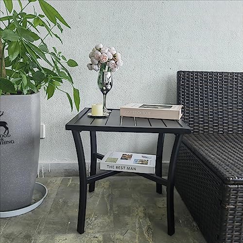 ZOTORUN Outdoor Steel Side Table End Table for Patio, Backyard, Pool, Indoor Companion, Easy Maintenance and Weather Resistant, Black