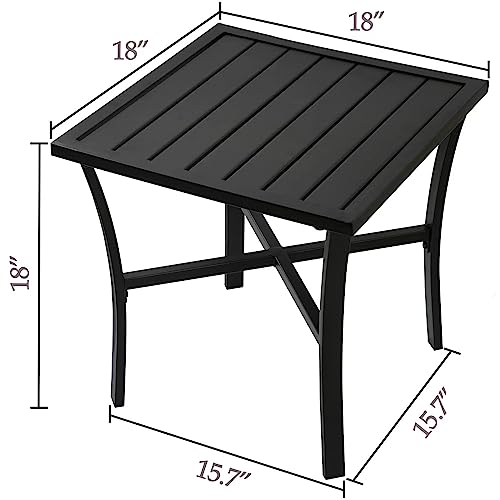 ZOTORUN Outdoor Steel Side Table End Table for Patio, Backyard, Pool, Indoor Companion, Easy Maintenance and Weather Resistant, Black